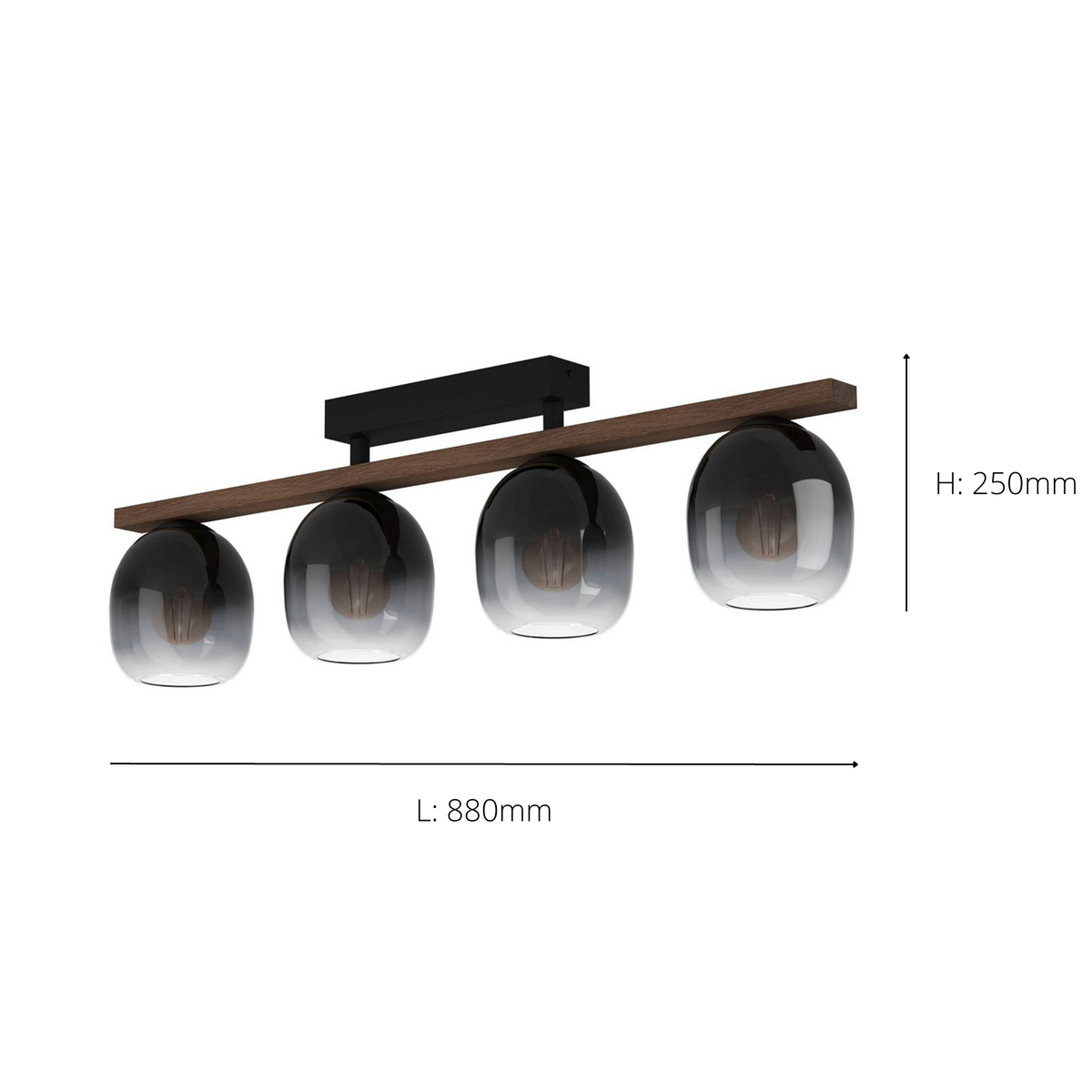 Filago 4-Light Black Flush Ceiling Light