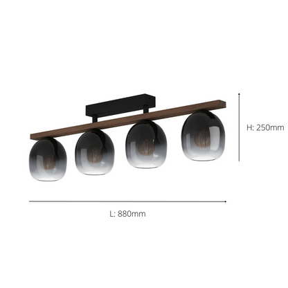 Filago 4-Light Black Flush Ceiling Light