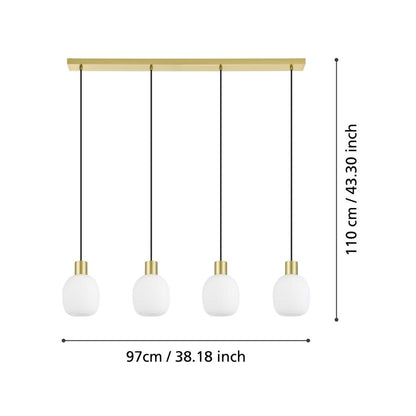 Manzanares 4-Light Brushed Brass Ceiling Pendant Light