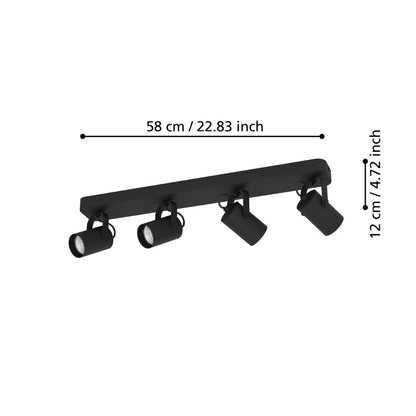 Sorego 4-Light Black Spotlight Bar