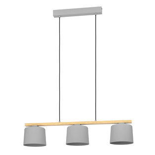 Mariel 3 Light Grey & Wood Ceiling Pendant Bar