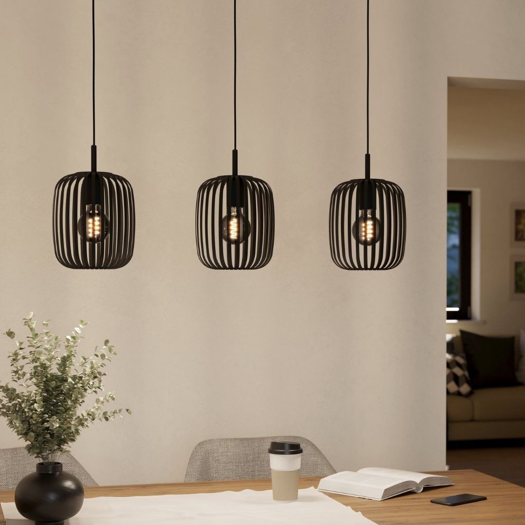 Romazzina 3 Light Black Bar Pendant