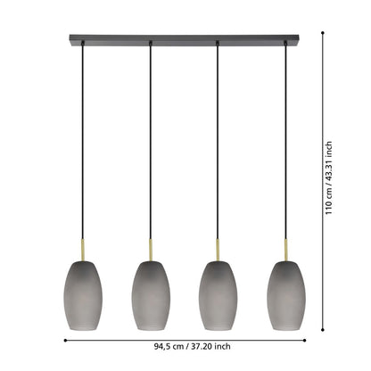 Batista Grey Glass Multi-Light Pendant Bar