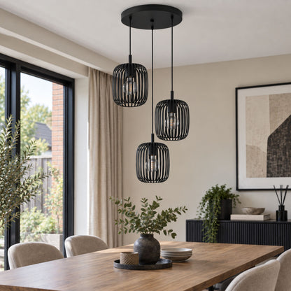Romazzina 3-Light Black Ceiling Pendant