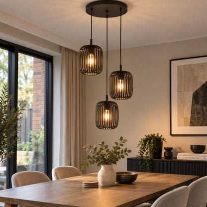 Romazzina 3-Light Black Ceiling Pendant