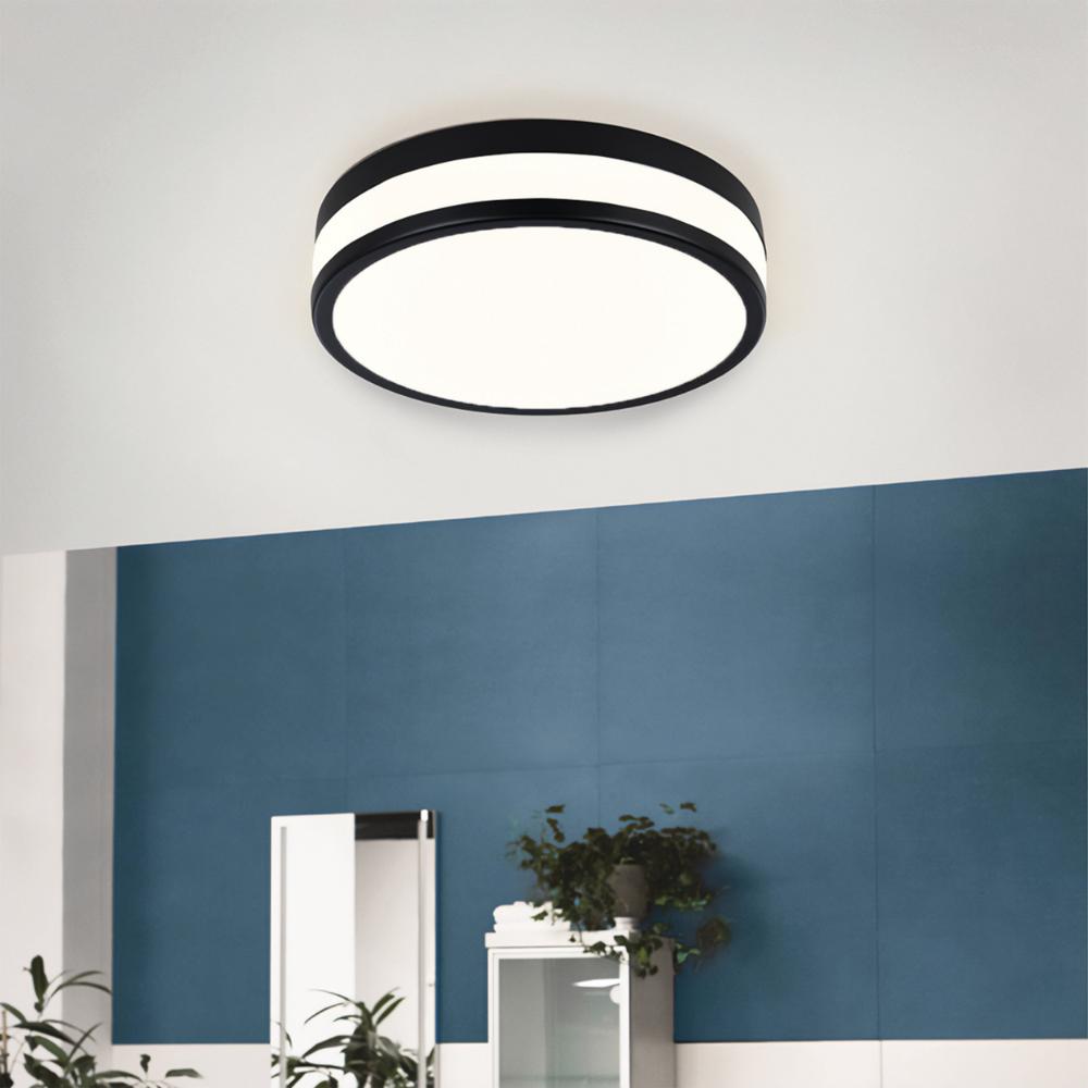 Palermo Black LED Bathroom Flush Ceiling Light