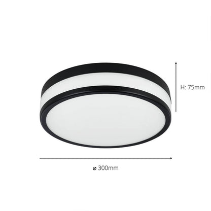 Palermo Black LED Bathroom Flush Ceiling Light