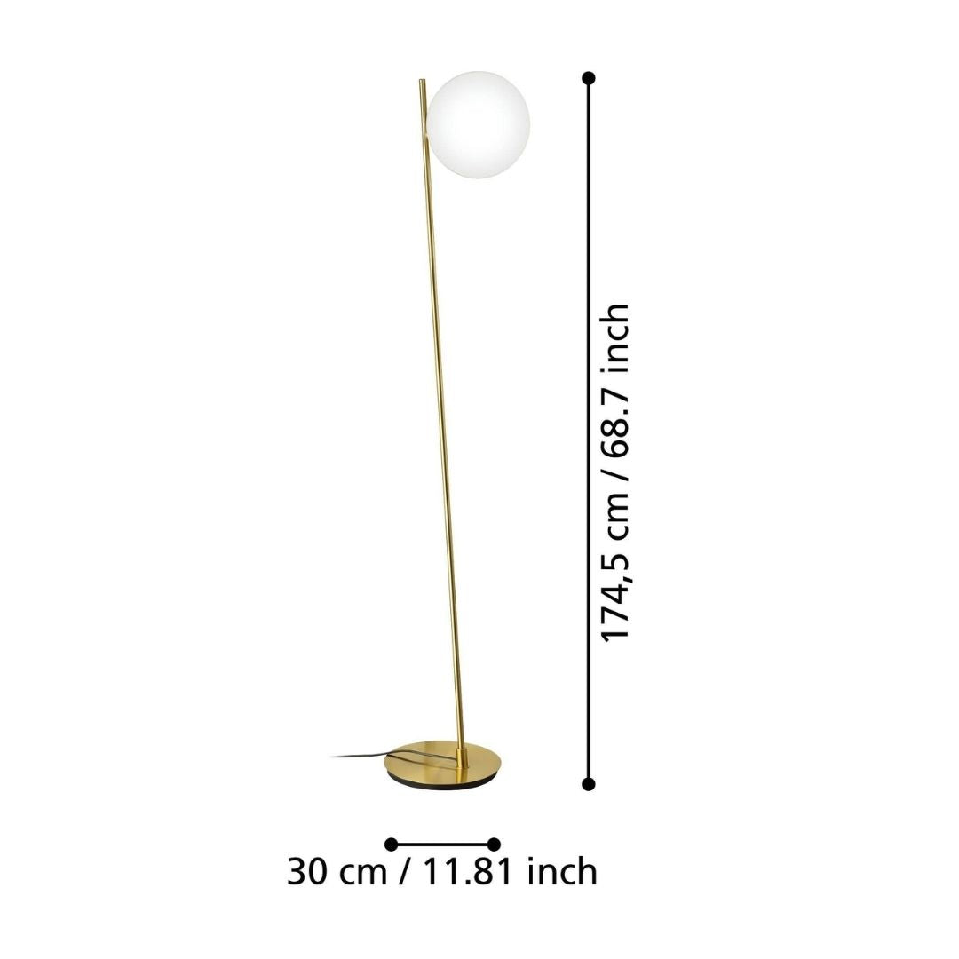 Rondo Brushed Brass & Opal Glass Floor Lamp