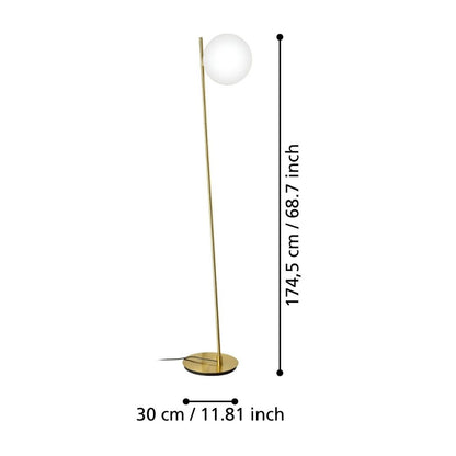 Rondo Brushed Brass & Opal Glass Floor Lamp