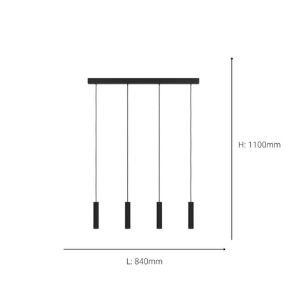 Almudaina 4-Light Black LED Ceiling Pendant
