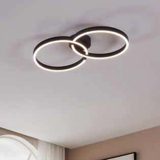 Amandolo Colour Changing LED Black Flush Ceiling Light