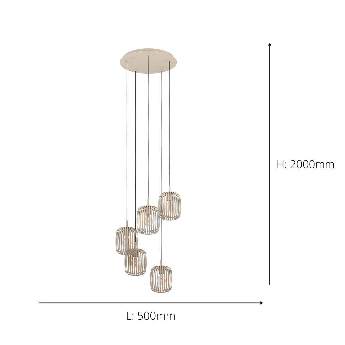 Romazzina 5-Light Natural Ceiling Pendant