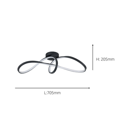 Calarossa-z Black LED Semi-Flush Ceiling Light
