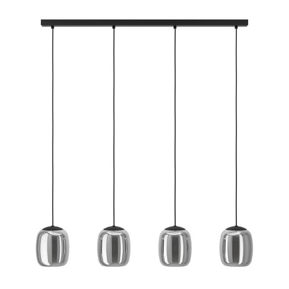 Ciampino 4 Light Black & Glass Pendant Ceiling Bar