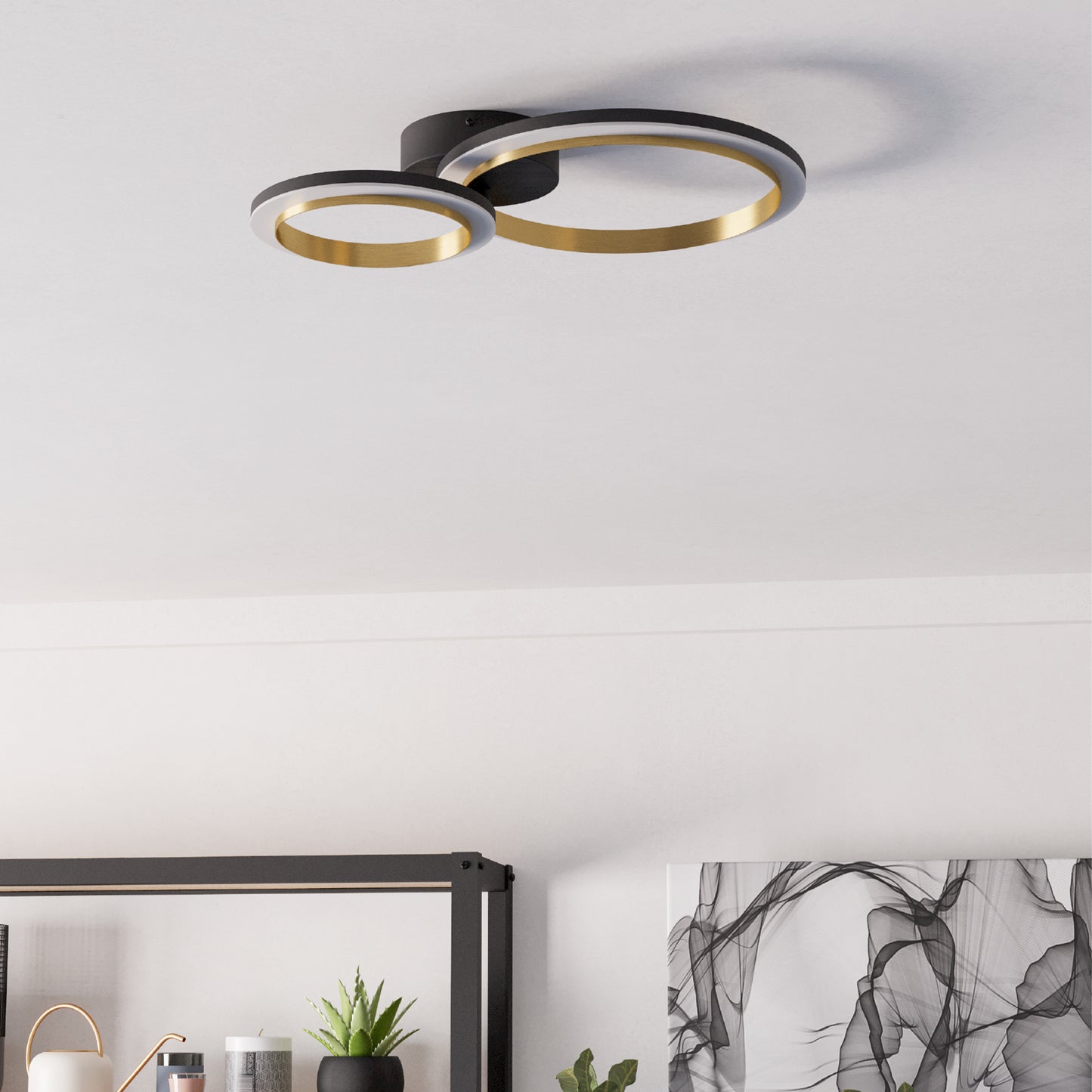 Calliera Small Black LED Semi-Flush Ceiling Light