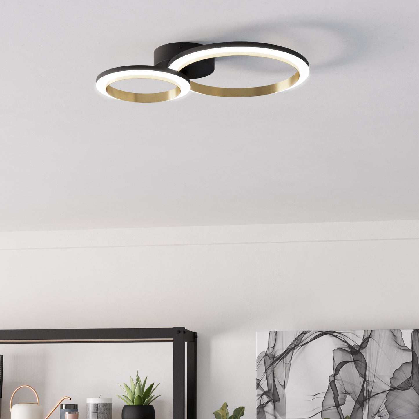 Calliera Small Black LED Semi-Flush Ceiling Light