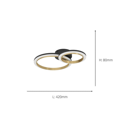 Calliera Small Black LED Semi-Flush Ceiling Light