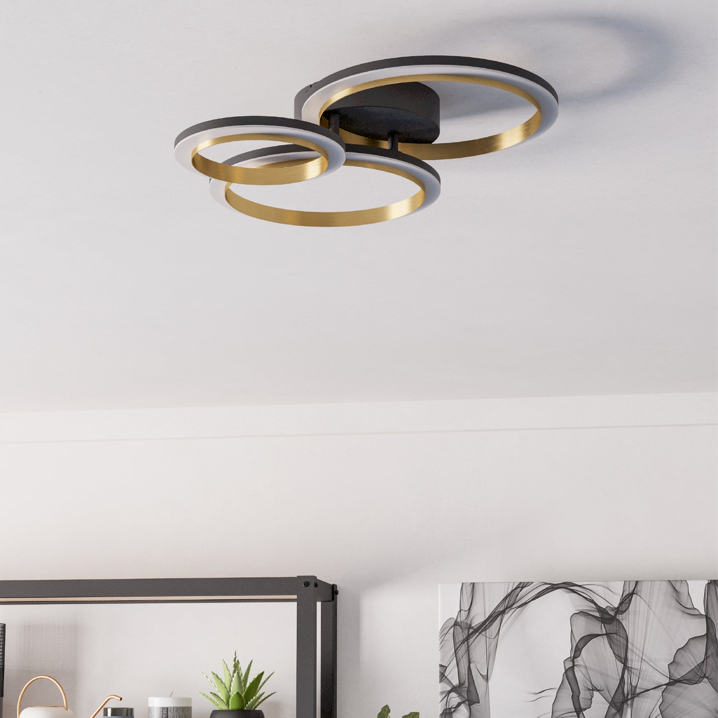 Calliera Large Black LED Semi-Flush Ceiling Light