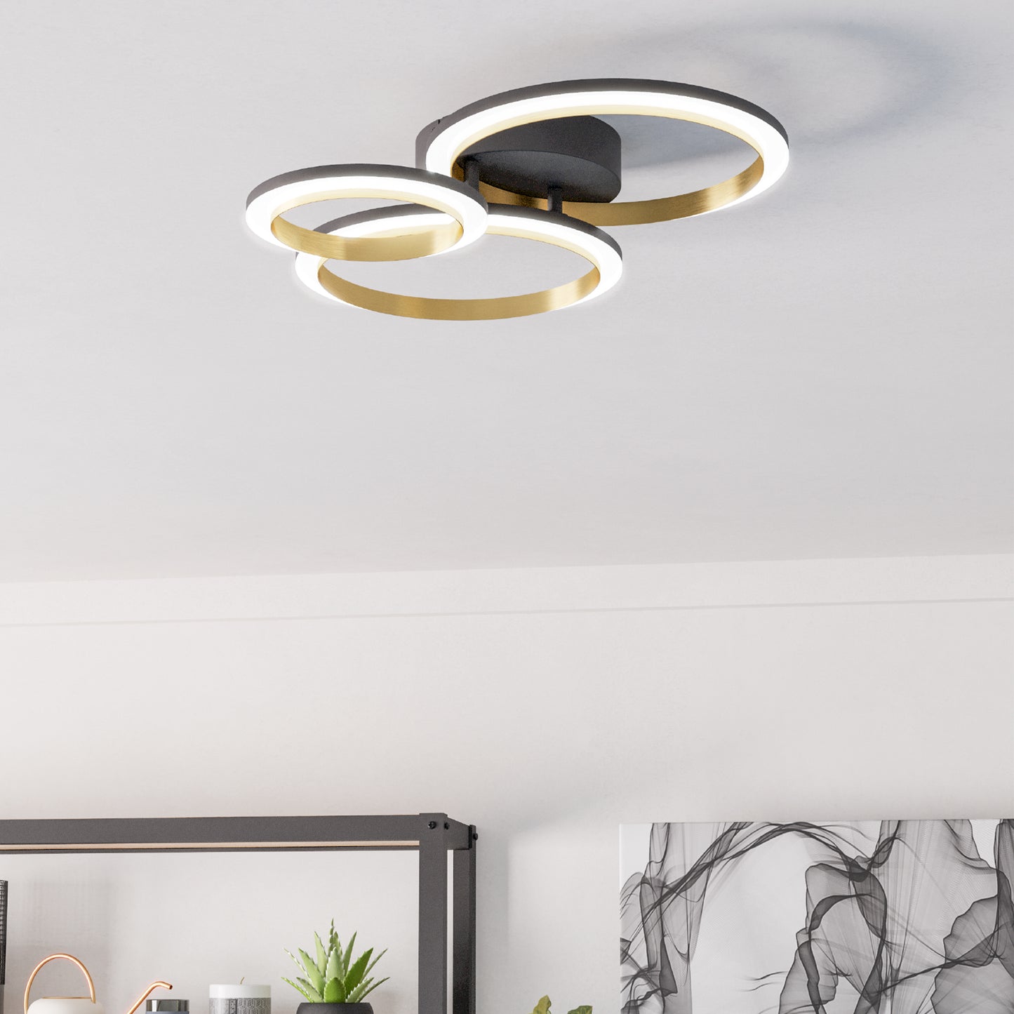 Calliera Large Black LED Semi-Flush Ceiling Light