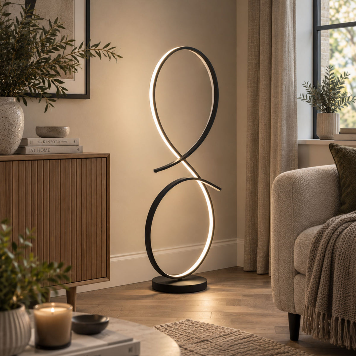 Serpins Black LED Floor Lamp