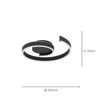 Andabaia-z Black LED Semi-Flush Ceiling Light
