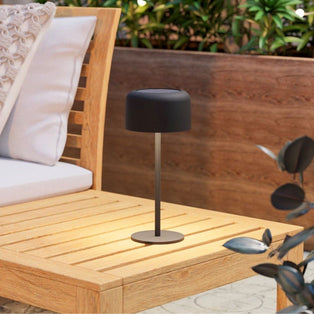 Roccanova Black Solar LED Rechargeable Touch Table Lamp