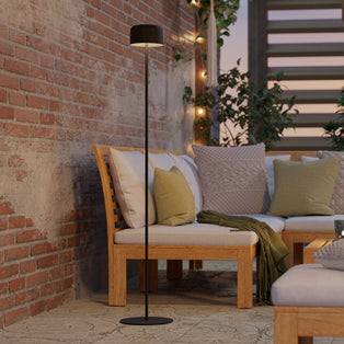 Roccanova Black Solar LED Rechargeable Touch Floor Lamp