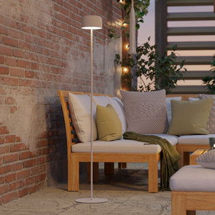 Roccanova White Solar LED Rechargeable Touch Floor Lamp