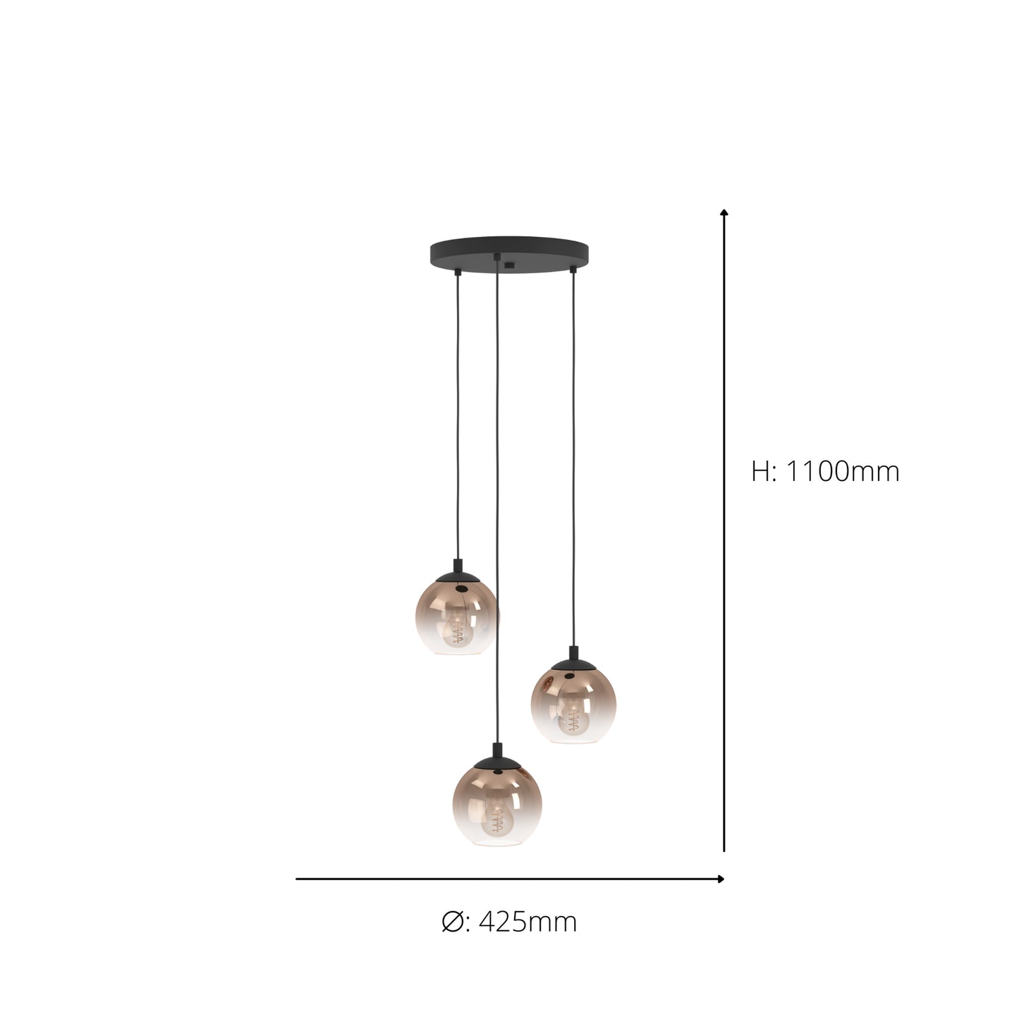 Ariscani 3-Light Black Ceiling Pendant