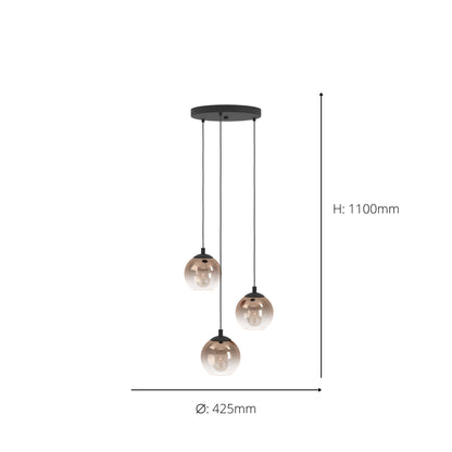 Ariscani 3-Light Black Ceiling Pendant