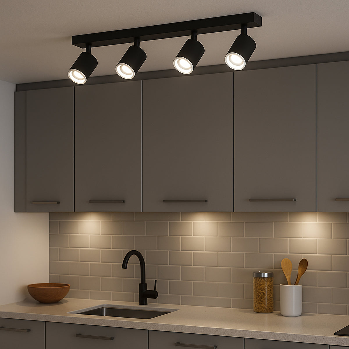 Melitello-z 4-Light Black LED Spotlight Bar