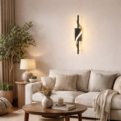 Conaprato Black And Brushed Brass LED Wall Light