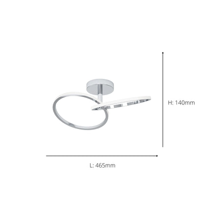 Congiunti Silver LED Semi-Flush Ceiling Light