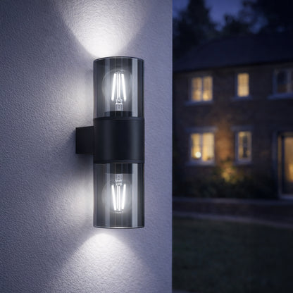 Cropani 2-Light Black Outdoor Wall Light
