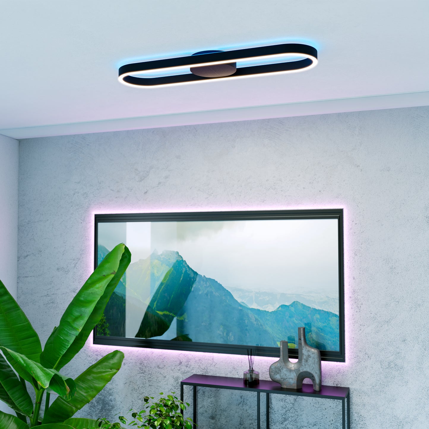 Amandolo Black LED Semi-Flush Ceiling Light