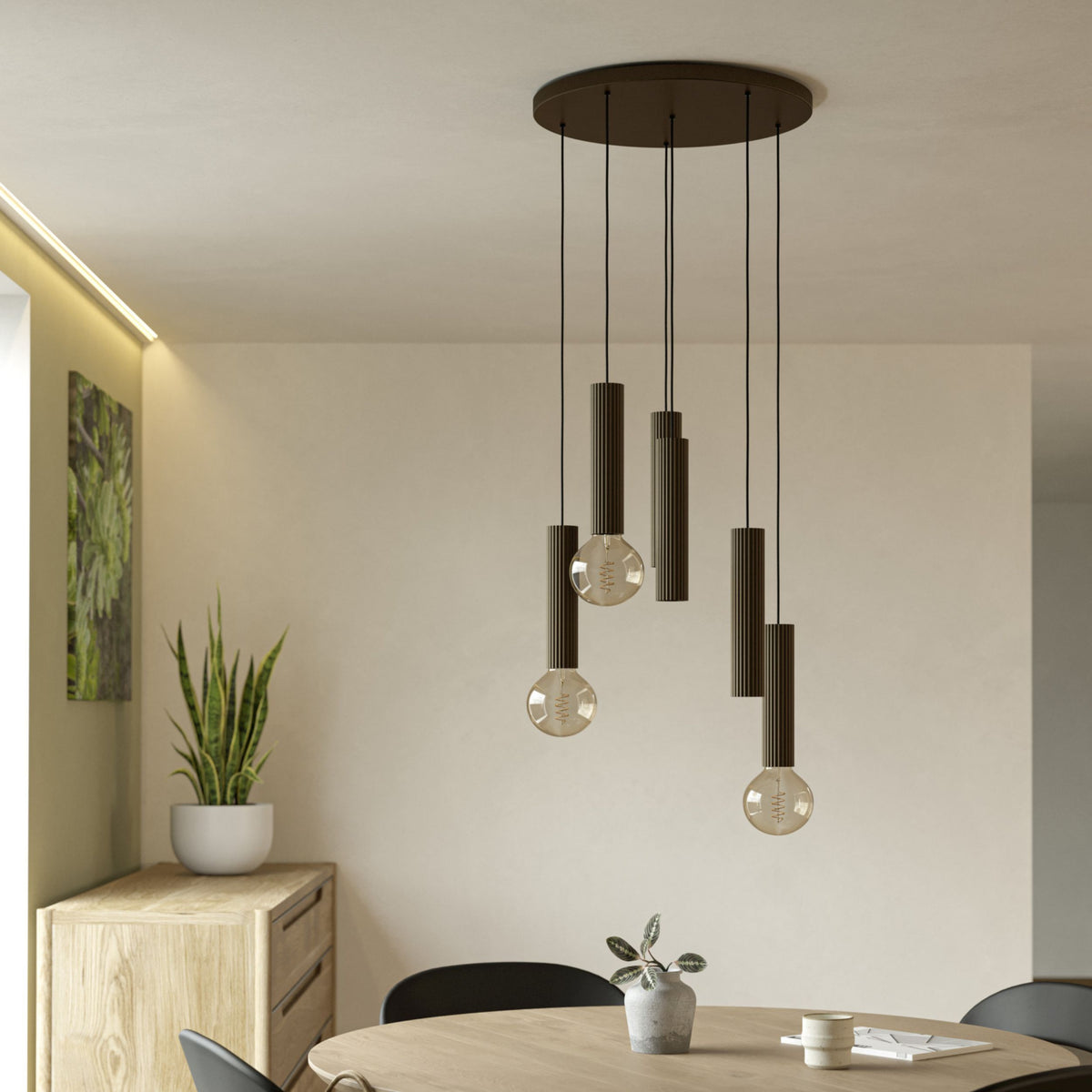 Fariolo 6-Light Bronze Round Ceiling Pendant