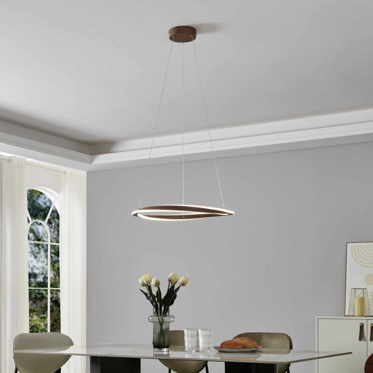 Camerota Bronze LED Round Ceiling Pendant