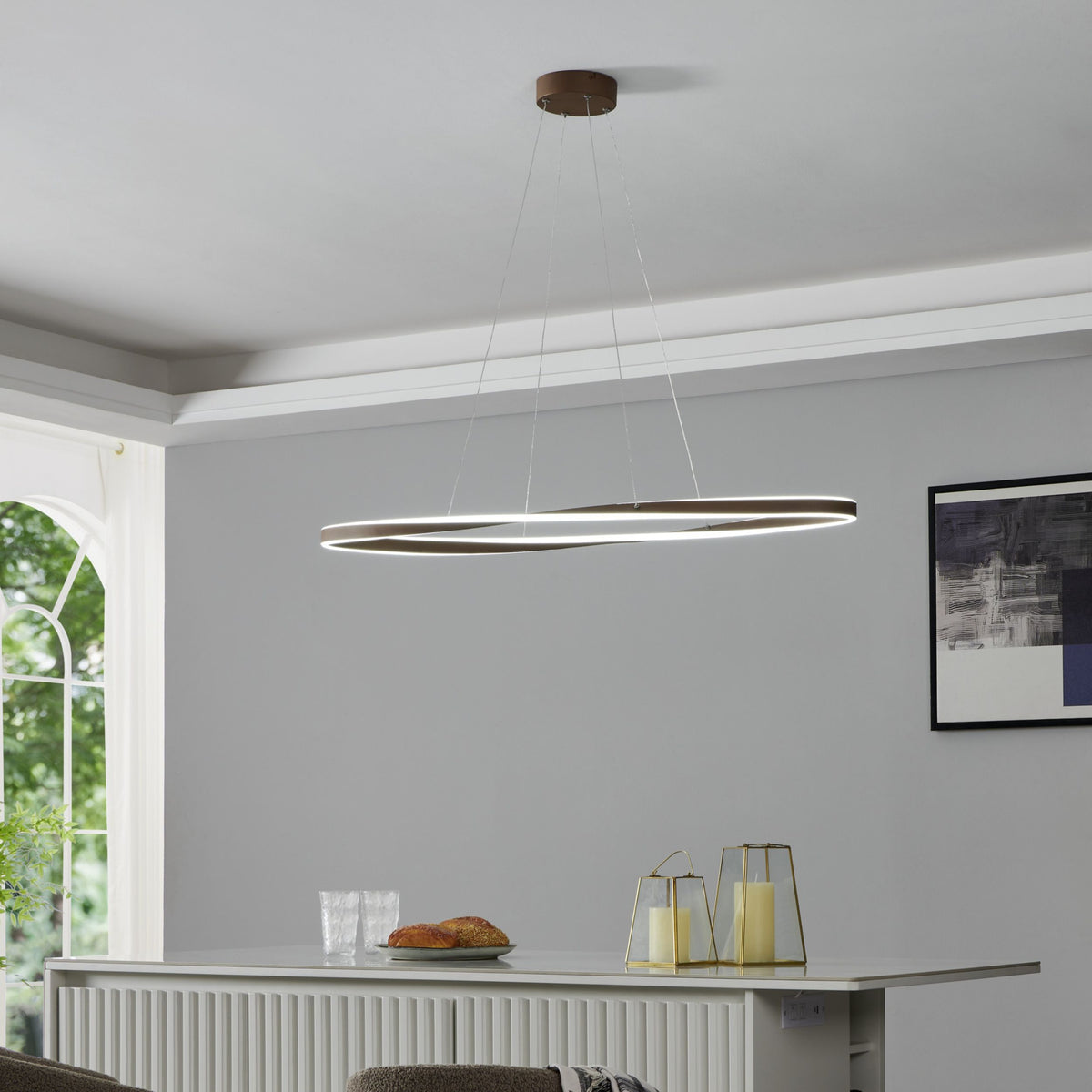 Camerota Bronze LED Oval Ceiling Pendant