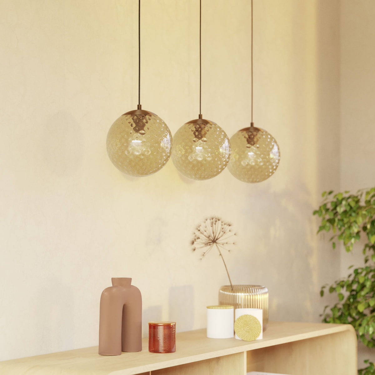 Rondo 2 3-Light Bronze Ceiling Pendant