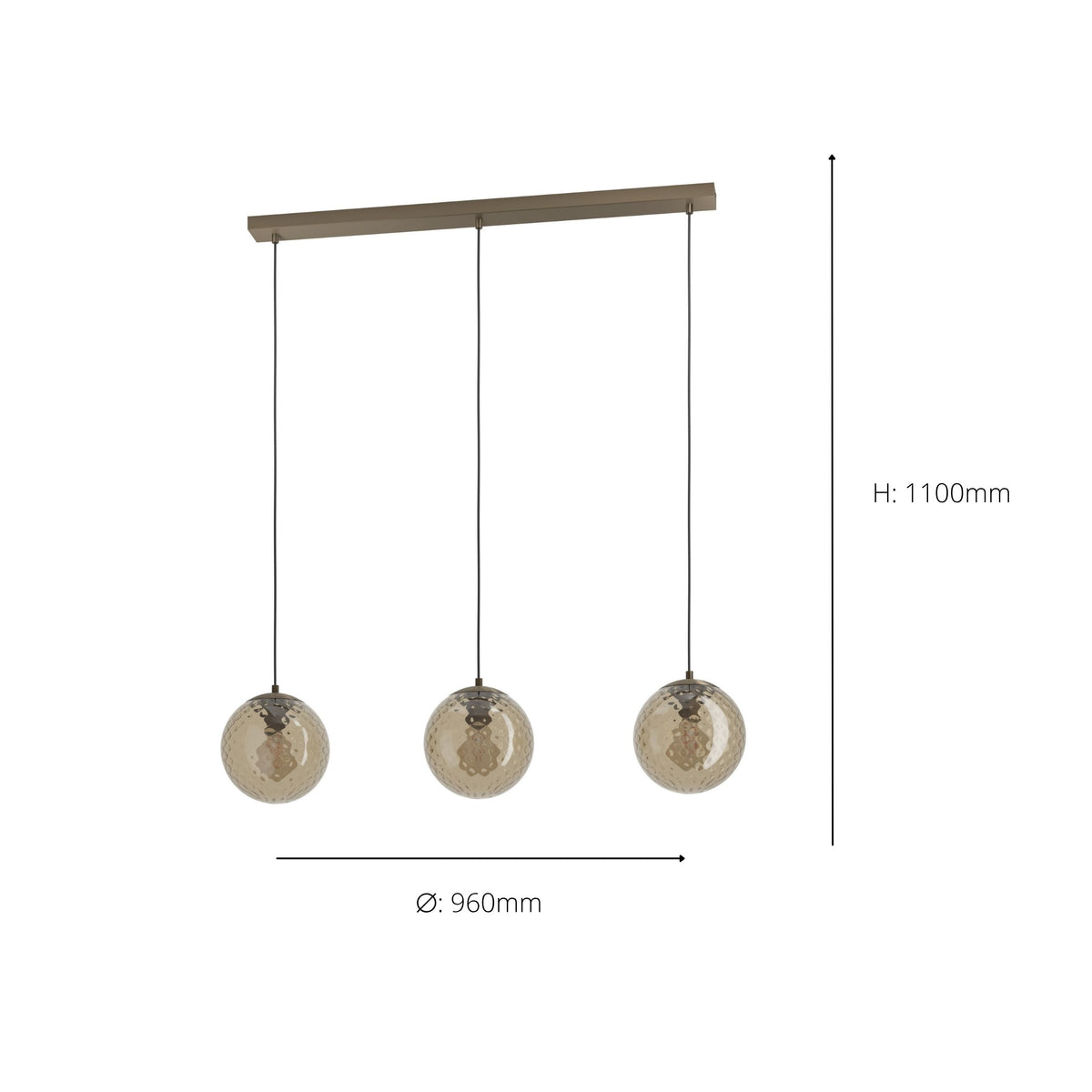 Rondo 2 3-Light Bronze Ceiling Pendant