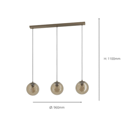 Rondo 2 3-Light Bronze Ceiling Pendant