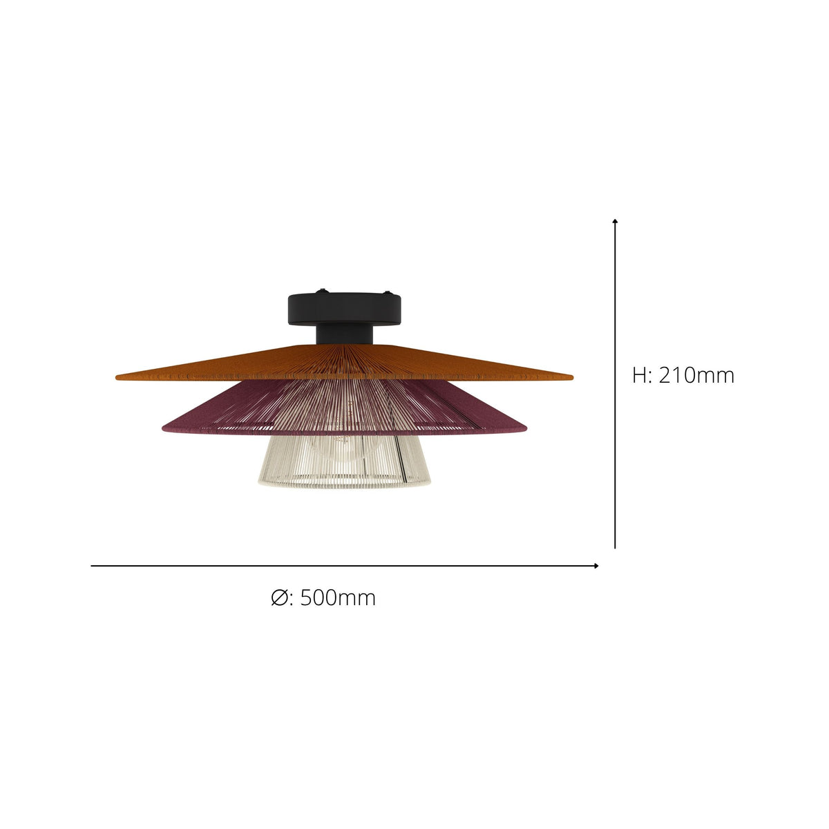Pignona Black Semi-Flush Ceiling Light