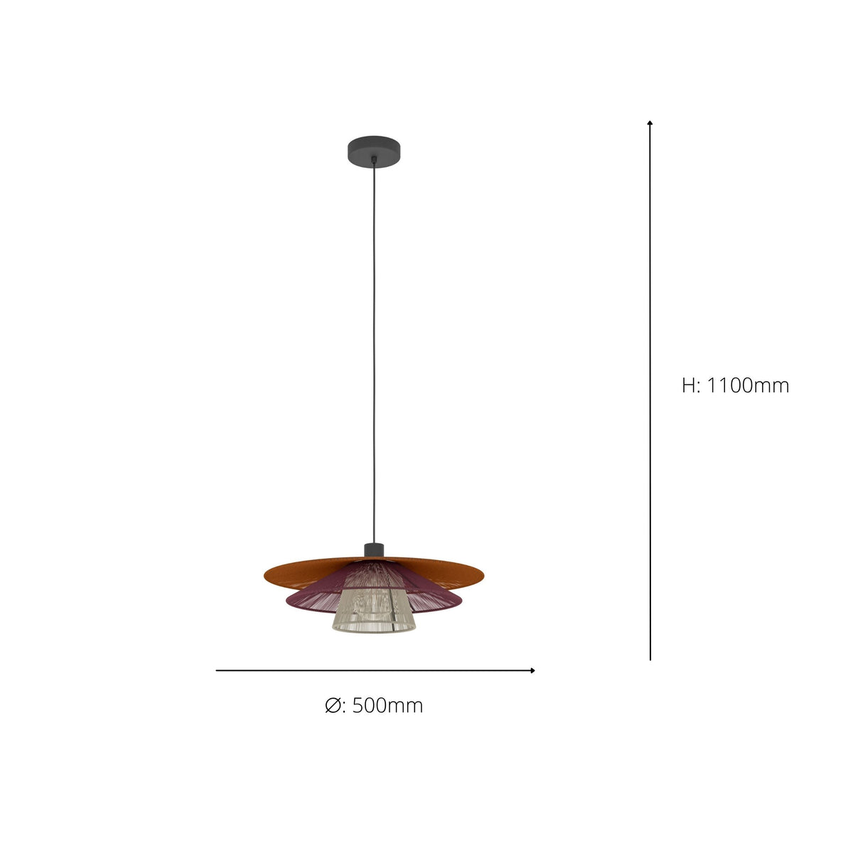 Pignona Black Ceiling Pendant 50cm