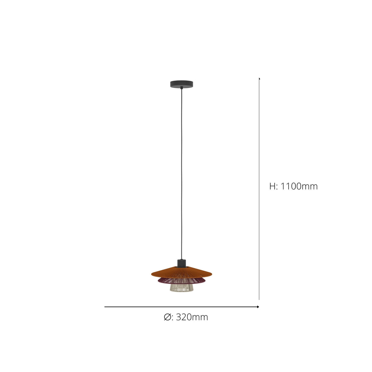 Pignona Black Ceiling Pendant 32cm