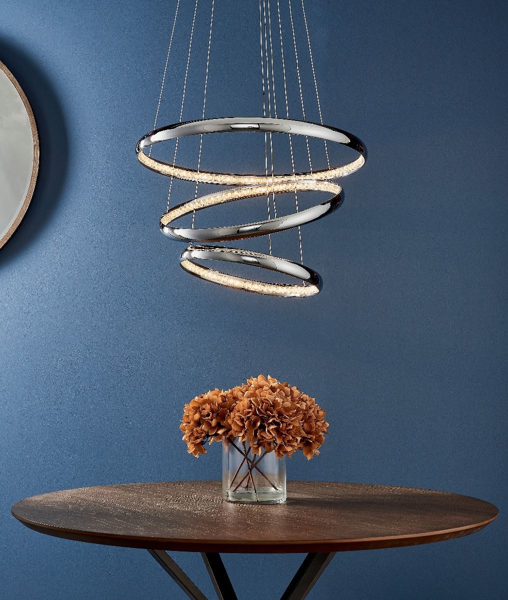 Ozias Small LED Polished Chrome Crystal Ceiling Pendant