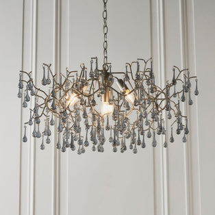 Nightingale 4 Light Silver & Glass Pendant Ceiling Light