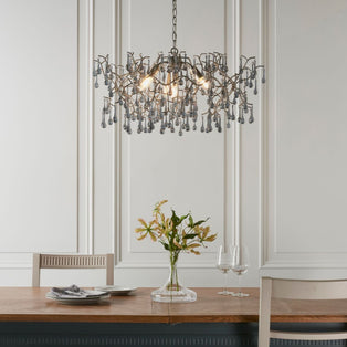 Nightingale 4 Light Silver & Glass Pendant Ceiling Light