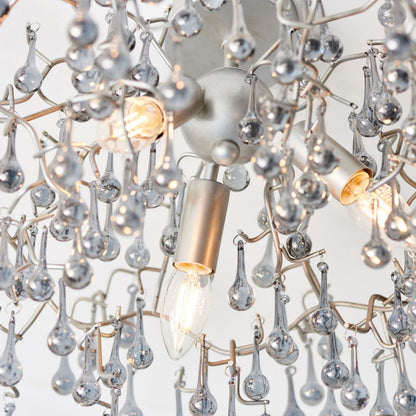 Nightingale 3 Light Silver & Glass Semi Flush Ceiling Light