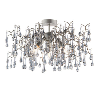 Nightingale 3 Light Silver & Glass Semi Flush Ceiling Light