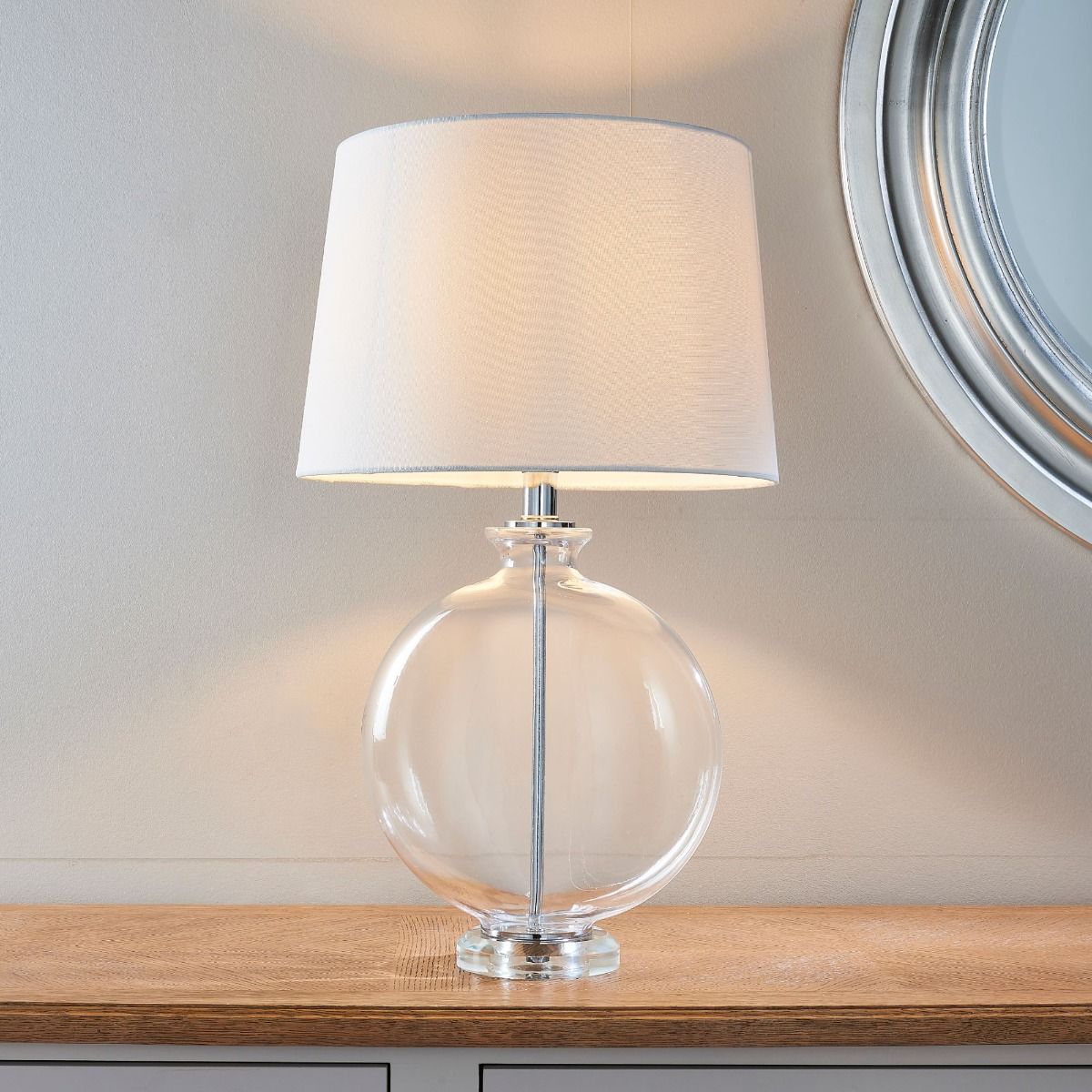 Gideon Clear Glass and White Table Lamp